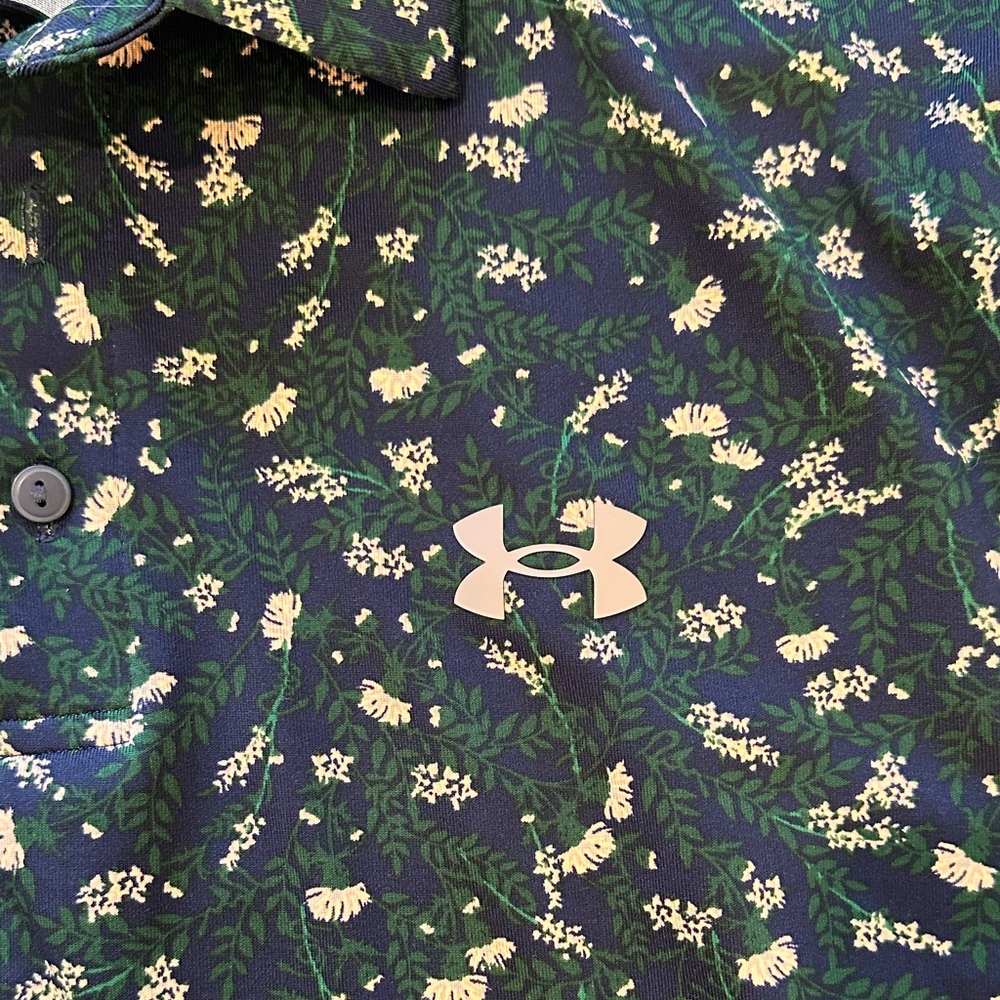 Under Armour Men's Black Polo with Floral Accents - Picture 3 of 3